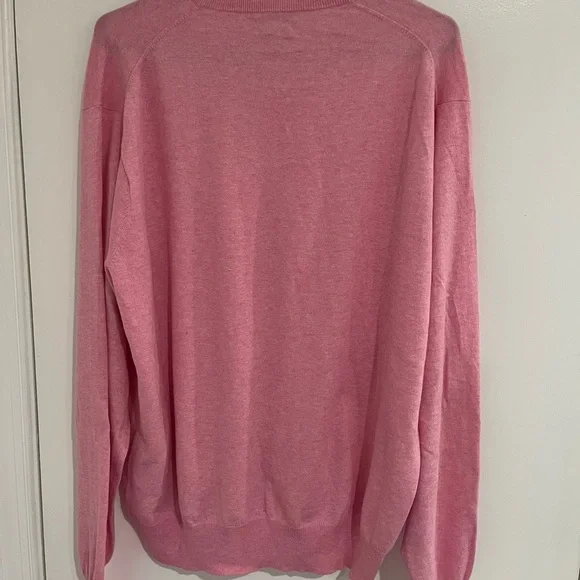 Peter Millar Men’s XL V-Neck Sweater Pastel Pink Pullover, Preppy Golf Luxury - Picture 3 of 4